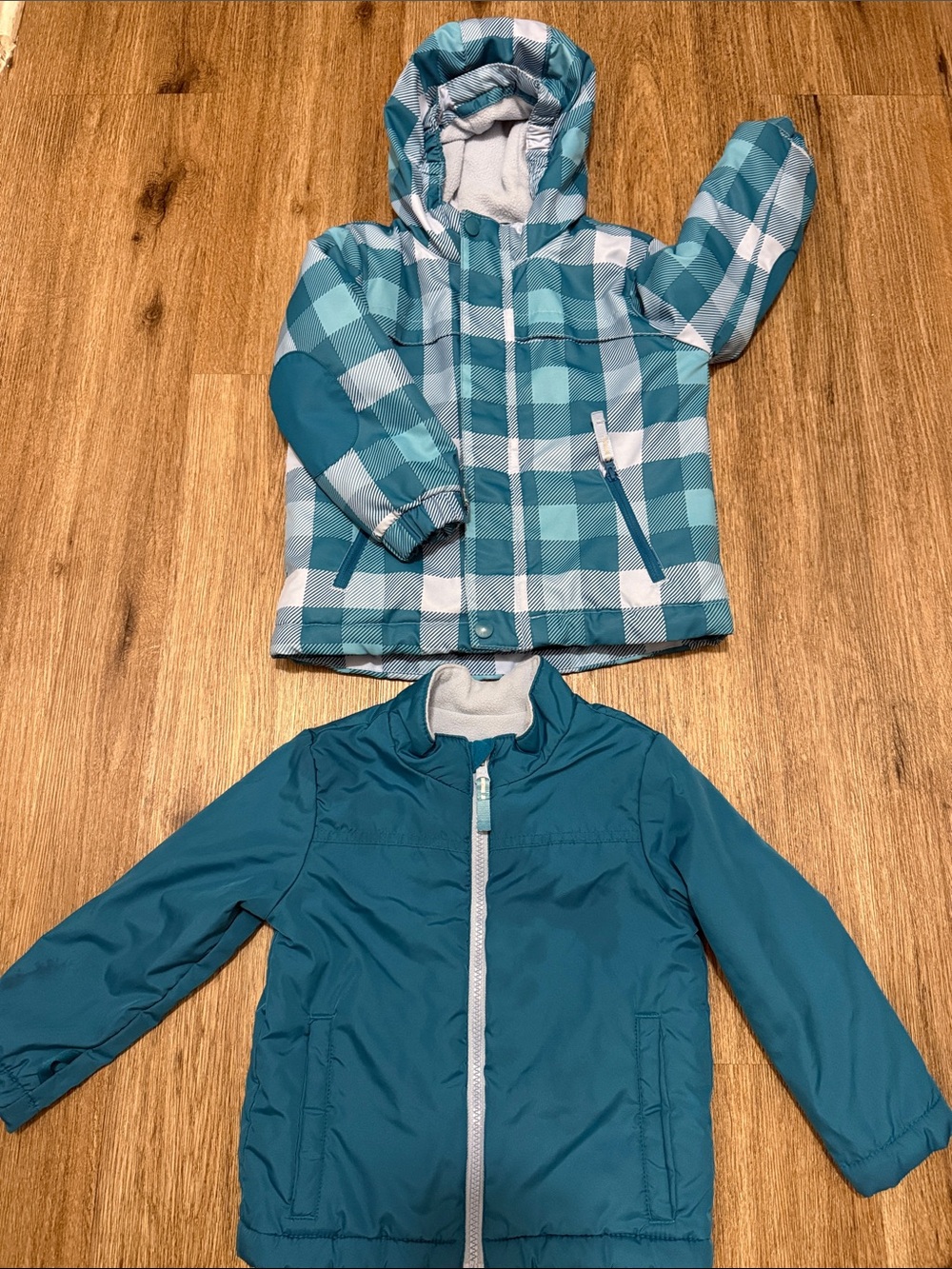 Cat & Jack Teal Plaid and Solid Reversible Kids Jacket Set